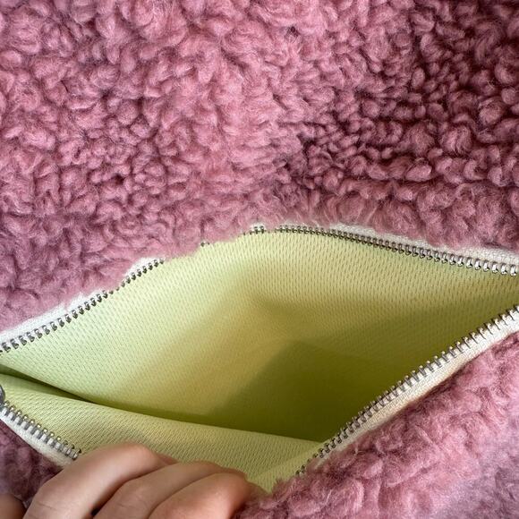 Sandy Liang Elan Faux Fur Fleece Wool Blend Cropped Sherpa Vest Italy Pink Small - Picture 6 of 10